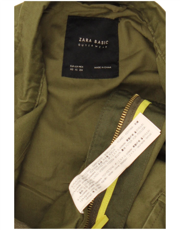 Jaqueta Parka feminina Zara com estampa oversized UK 6 XS cáqui floral poliéster