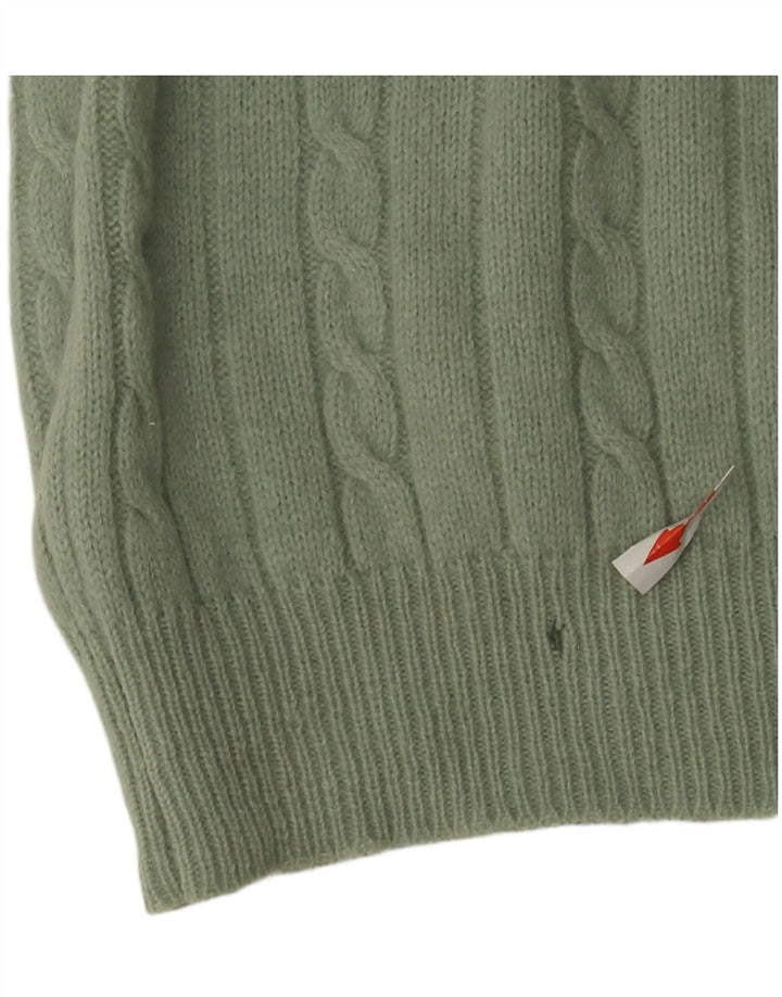 Suéter masculino estilo livre com gola redonda, lã verde grande