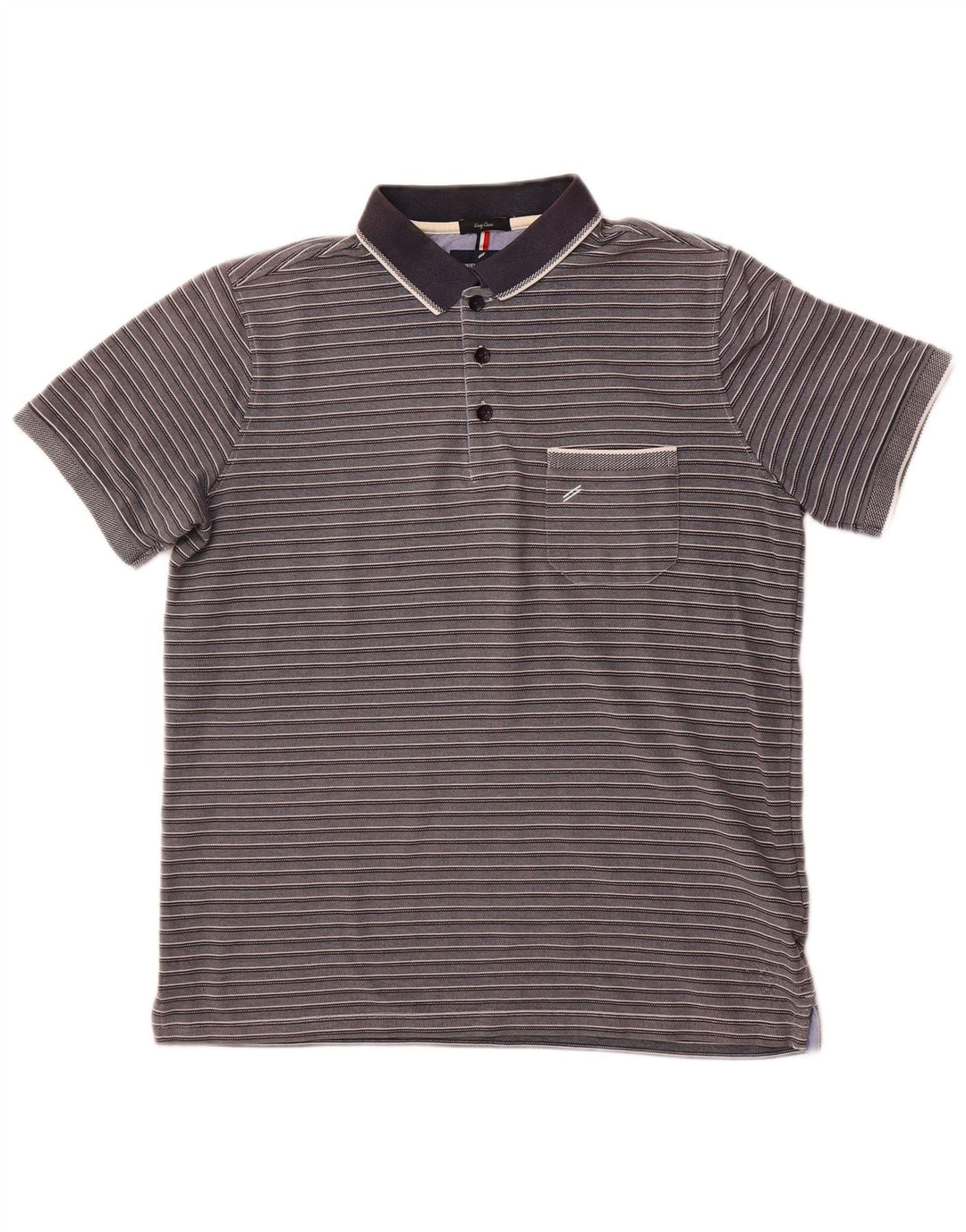 DANIEL HECHTER Camisa polo masculina Easy Care grande algodão listrado cinza