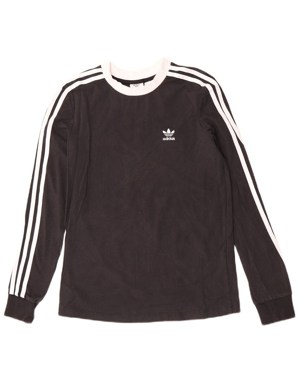 Adidas feminino top manga longa UK 8 pequeno preto colorblock algodão