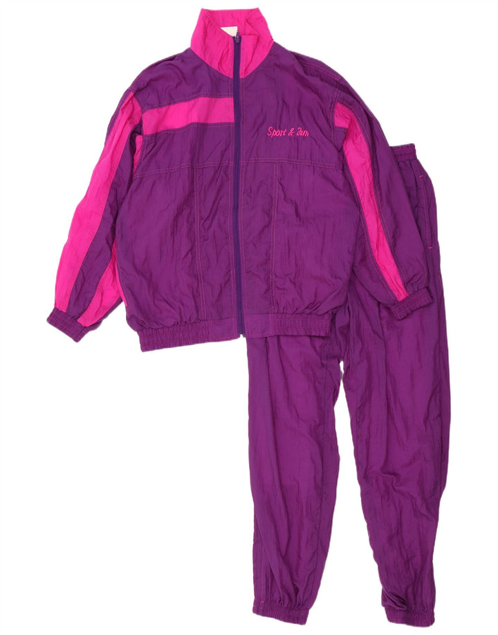 Fato de treino feminino vintage UK 12 médio roxo colorblock poliamida