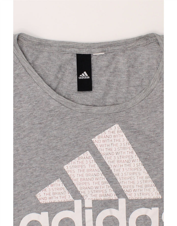 ADIDAS Girls Graphic T-Shirt Top 8-9 Years Grey Vintage Adidas and Second-Hand Adidas from Messina Hembry 