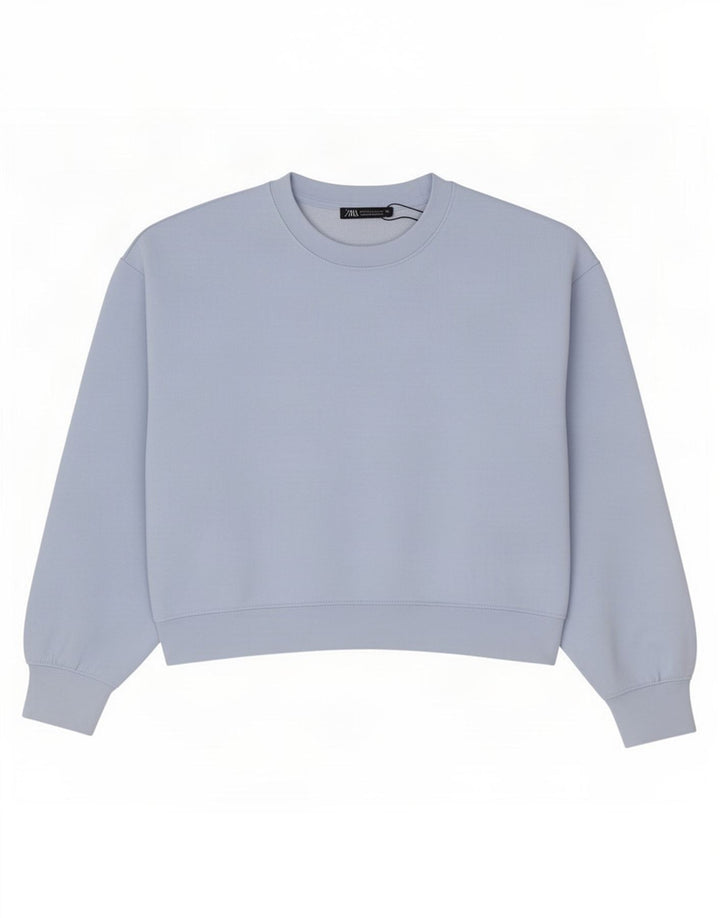 Zara Womens Crop Oversized Sweatshirt Jumper Reino Unido 10 Pequeno Azul Poliéster