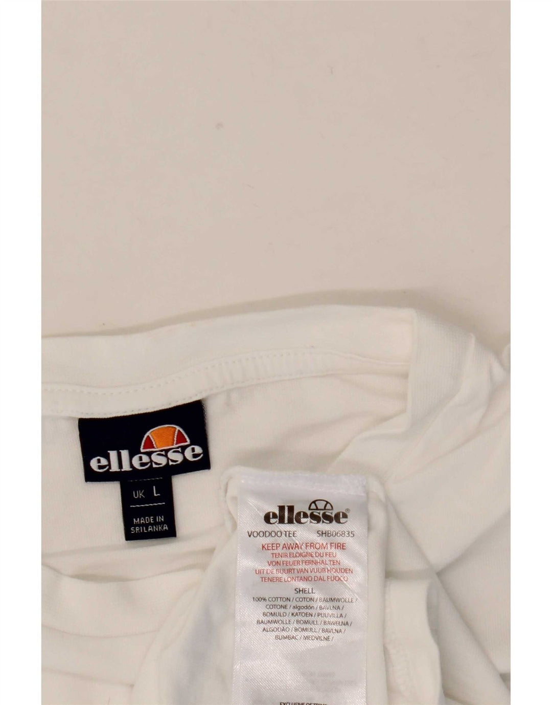 Camiseta masculina Ellesse Top grande de algodão branco