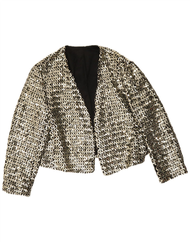 Jaqueta blazer feminina de lantejoulas manga 3/4 Jean Claire IT 42 médio prateado