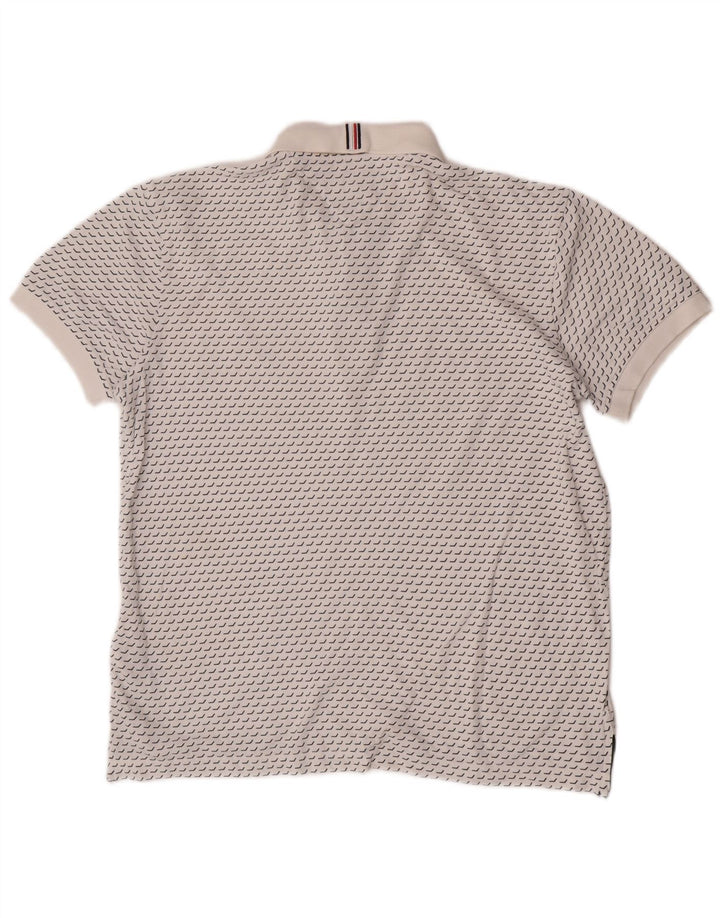 Camisa polo masculina Tommy Hilfiger Regular Fit médio algodão geométrico branco