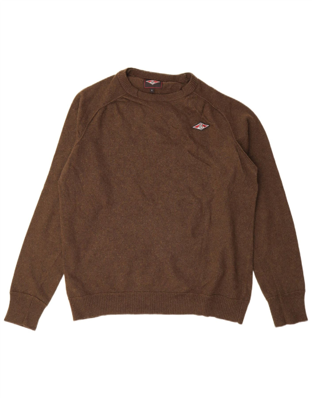 Suéter masculino Bear com gola redonda, grande lã marrom