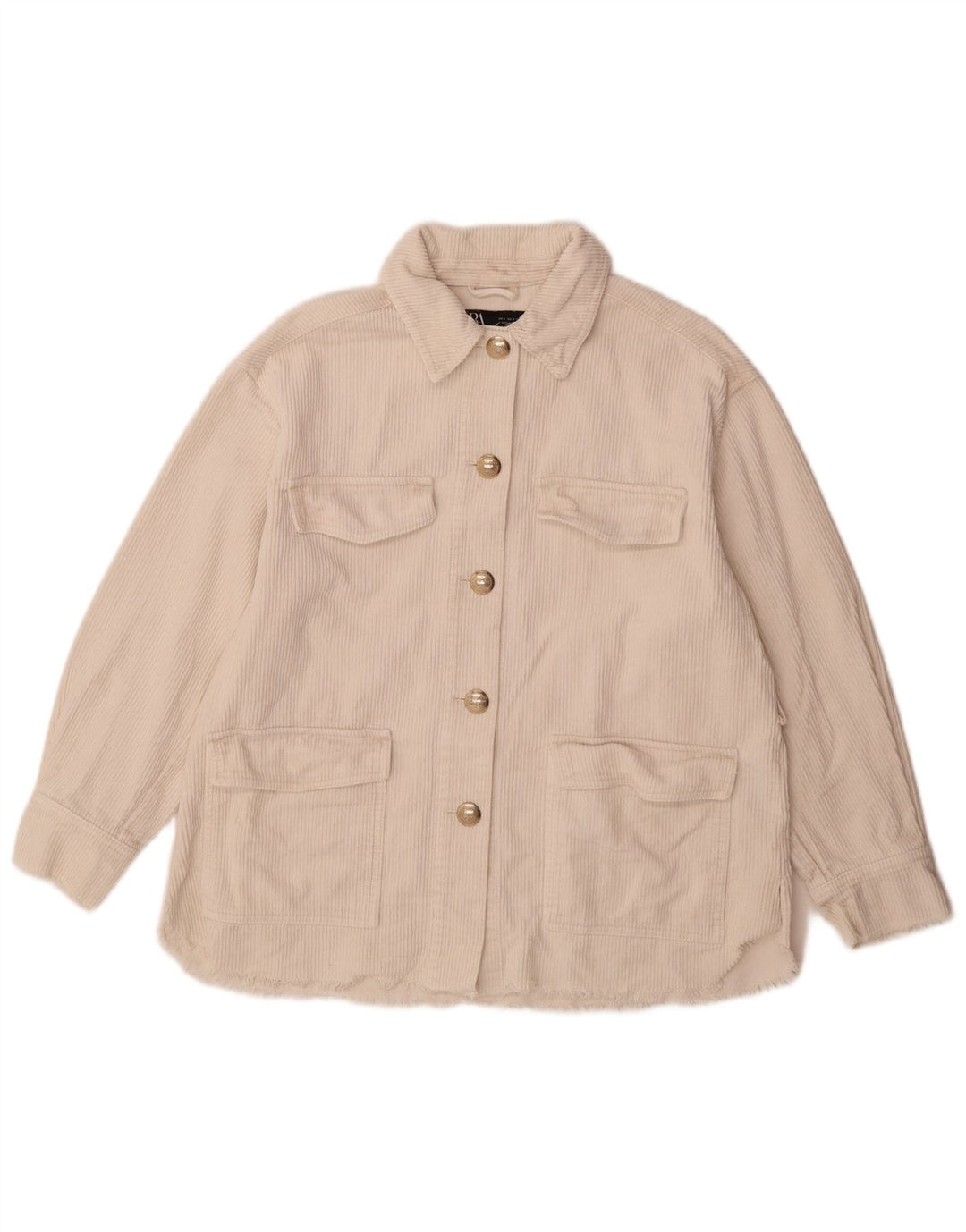 Jaqueta feminina de veludo cotelê Zara UK 10 pequeno algodão branco