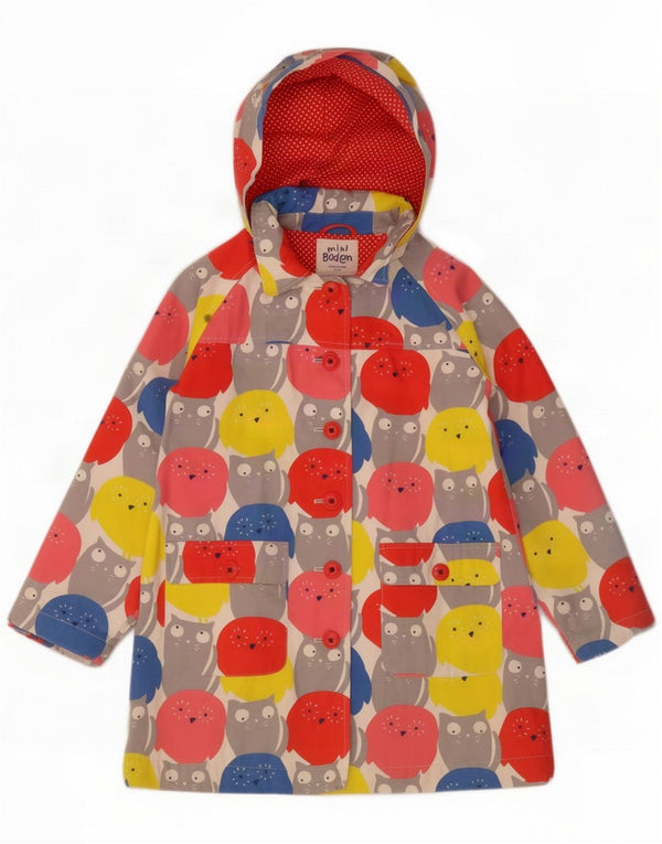 Boden Girls Graphic Hooded Windbreaker Coat 9-10 Years Algodão Multicolorido
