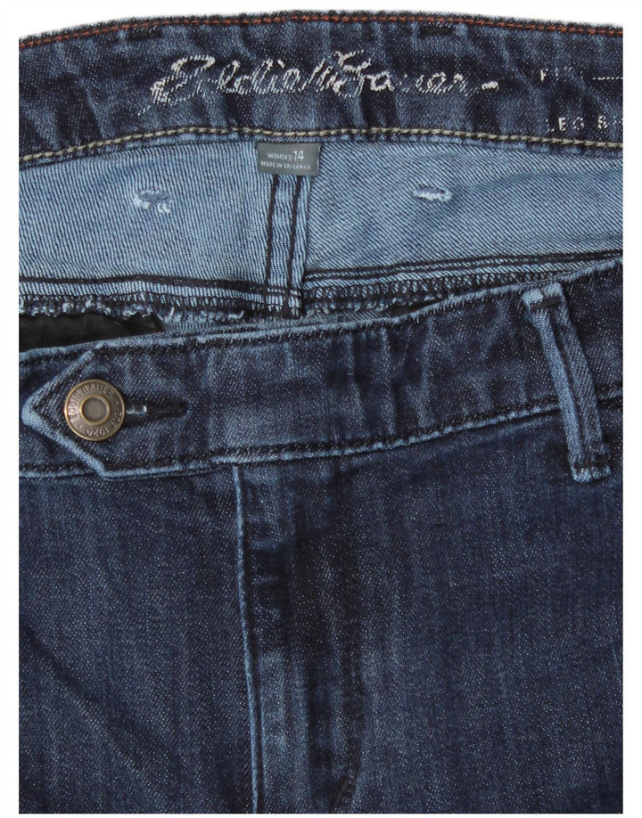EDDIE BAUER Calça jeans feminina curvada reta US 14 XL W36 L28 algodão azul marinho