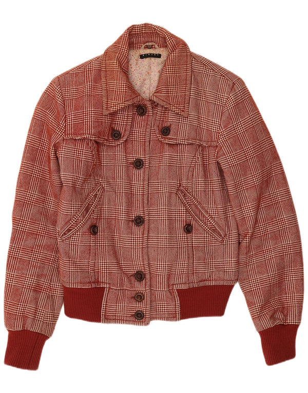 Jaqueta bomber feminina Sisley UK 6 XS Borgonha Houndstooth lã