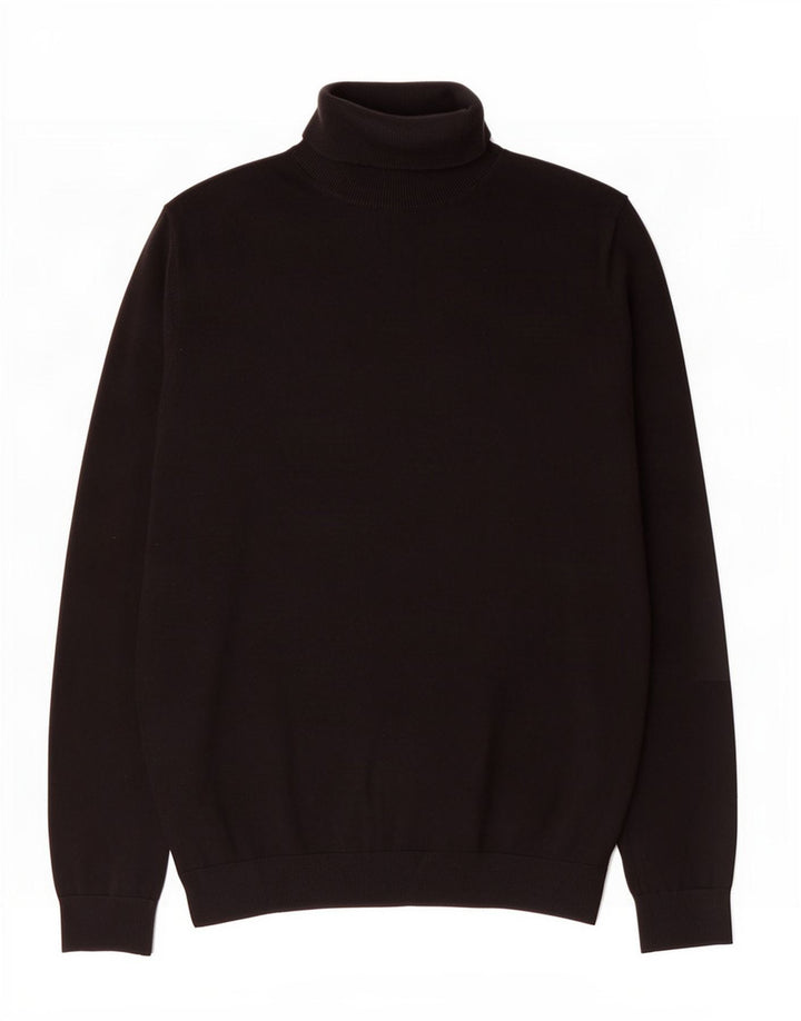 Suéter masculino Marks & Spencer com gola redonda, algodão preto médio