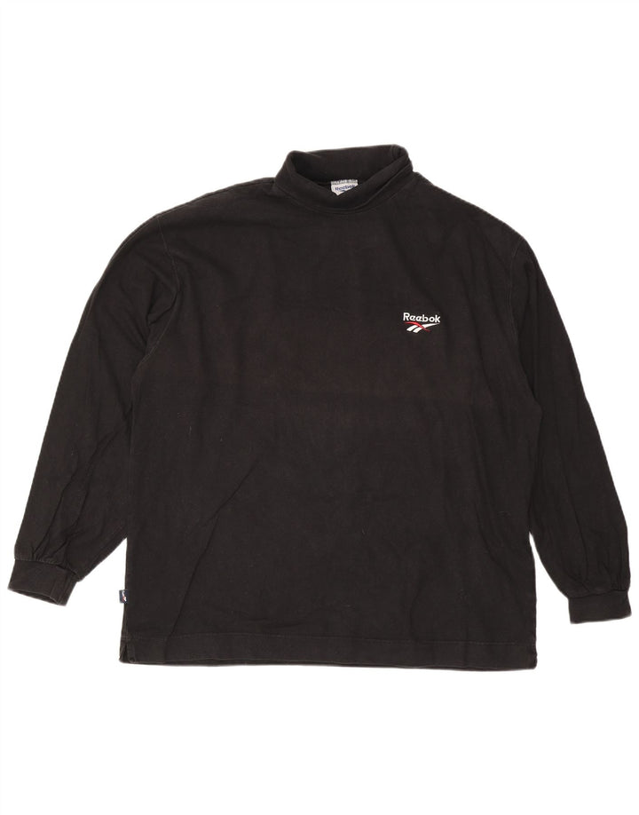 Reebok masculino roll neck top manga comprida 2XL algodão preto