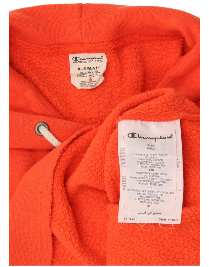 CHAMPION Suéter feminino oversized com capuz e corte gráfico UK 6 XS algodão laranja