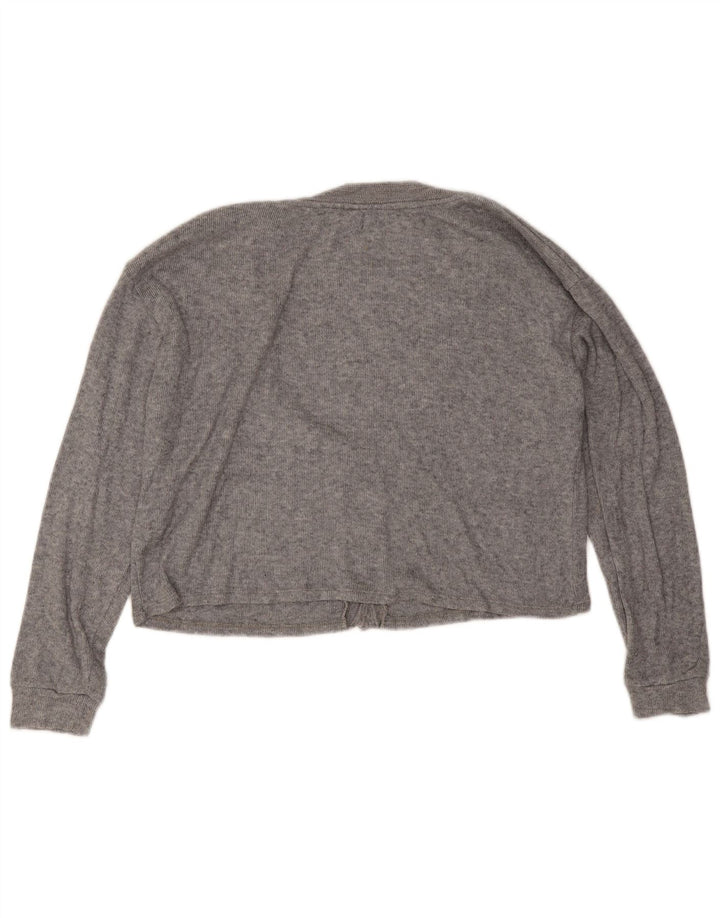 Suéter cardigã feminino Zara crop oversized Reino Unido 12 viscose cinza médio