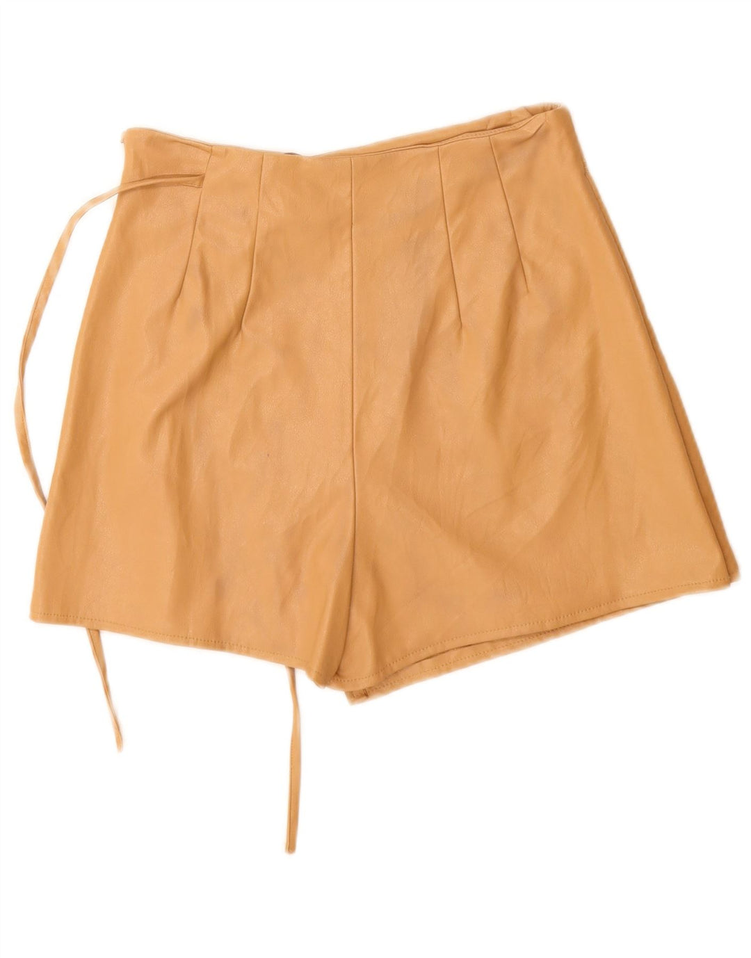 Shorts femininos de couro Zara pequenos W26 poliuretano bege