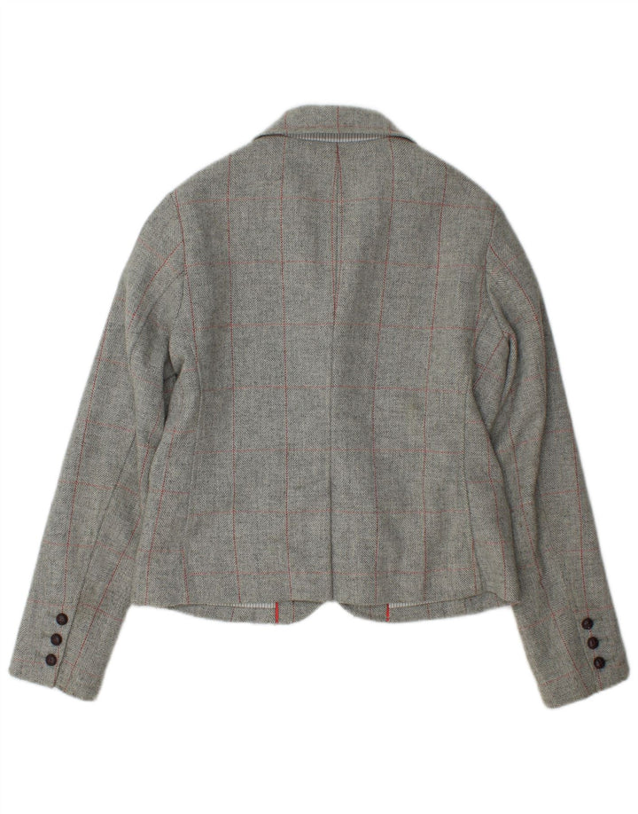 Jaqueta blazer feminina Gap com 3 botões UK 12 lã xadrez cinza médio
