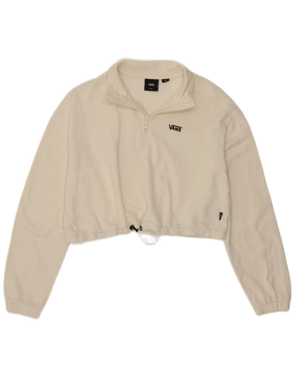 Moletom Vans Feminino Oversized Crop Zip Neck Jumper UK 10 Pequeno Off White