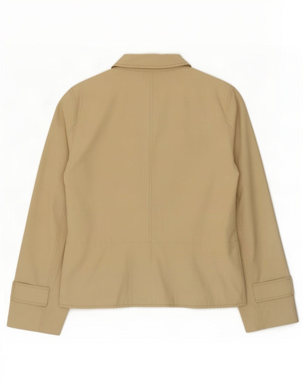Casaco feminino Pea Coat UK 14 grande algodão bege Max & Co.