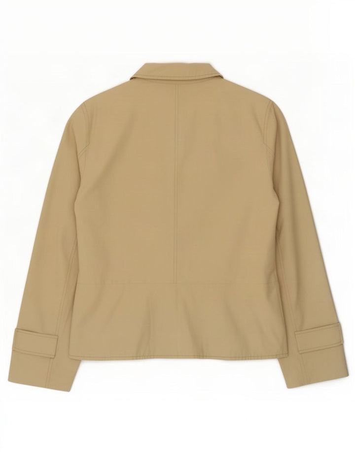 Casaco feminino Pea Coat UK 14 grande algodão bege Max & Co.