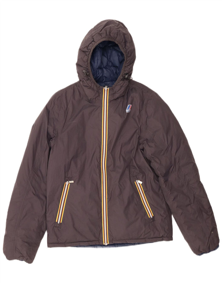 Jaqueta acolchoada reversível com capuz K-WAY Boys 11-12 anos pequeno cinza