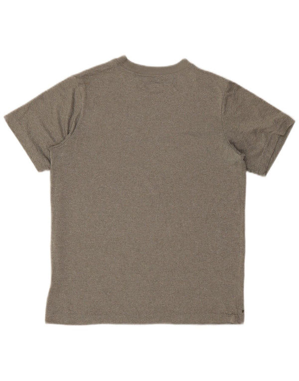 Camiseta feminina Nike Dri Fit Graphic UK 14 grande poliéster manchado cinza