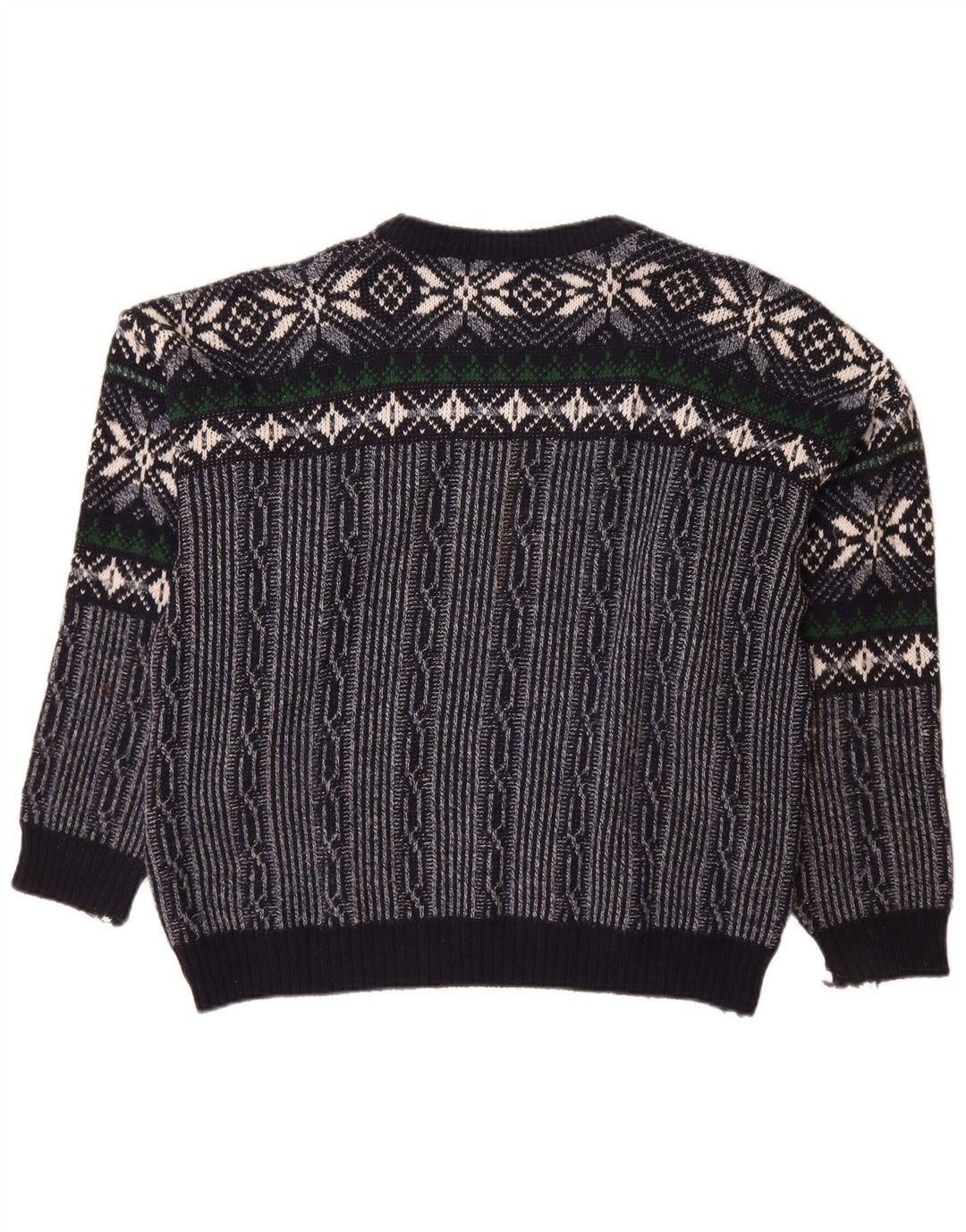 Suéter masculino C&A com gola canoa grande azul marinho Fair Isle poliacrílico