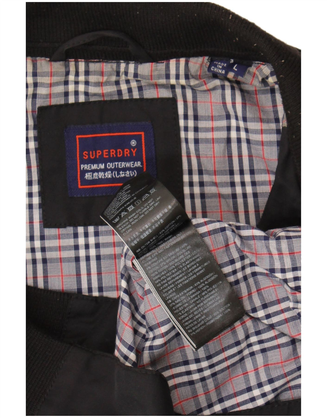 Jaqueta bomber masculina Superdry UK 40 grande algodão preto