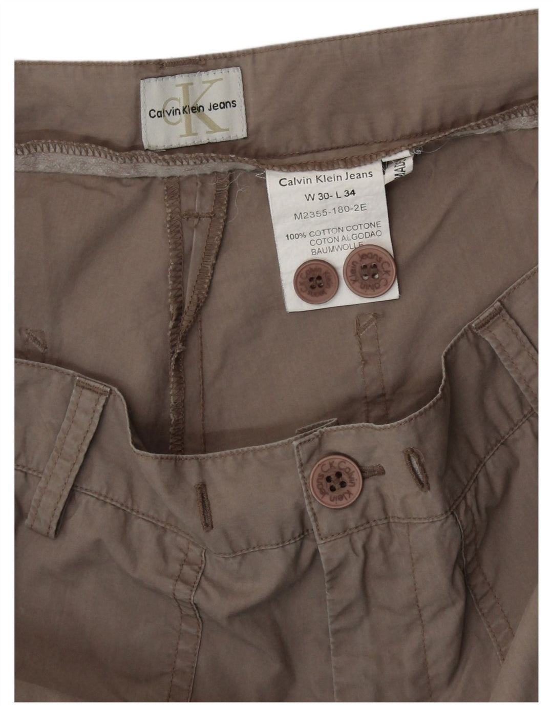 CALVIN KLEIN Calça Chino Feminina Reta W30 L31 Algodão Cinza