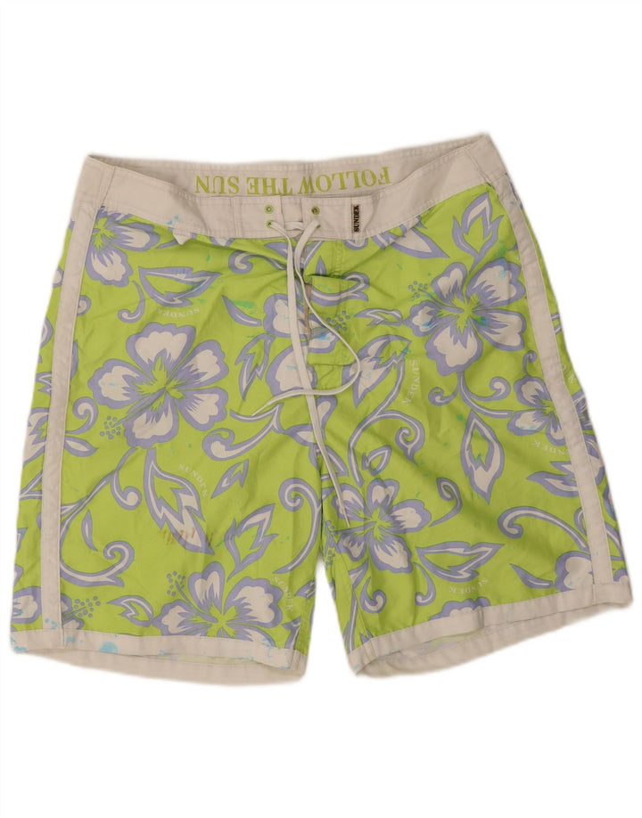 Shorts de natação masculino Sundek XL poliéster floral verde