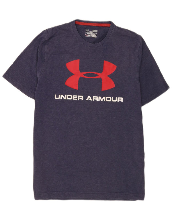 Camiseta masculina Under Armour Heat Gear Graphic Top pequeno algodão azul marinho
