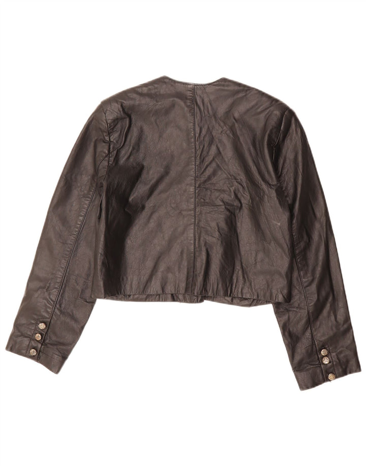 Jaqueta Bolero feminina VINTAGE de couro grande UE 36 pequena de couro preto