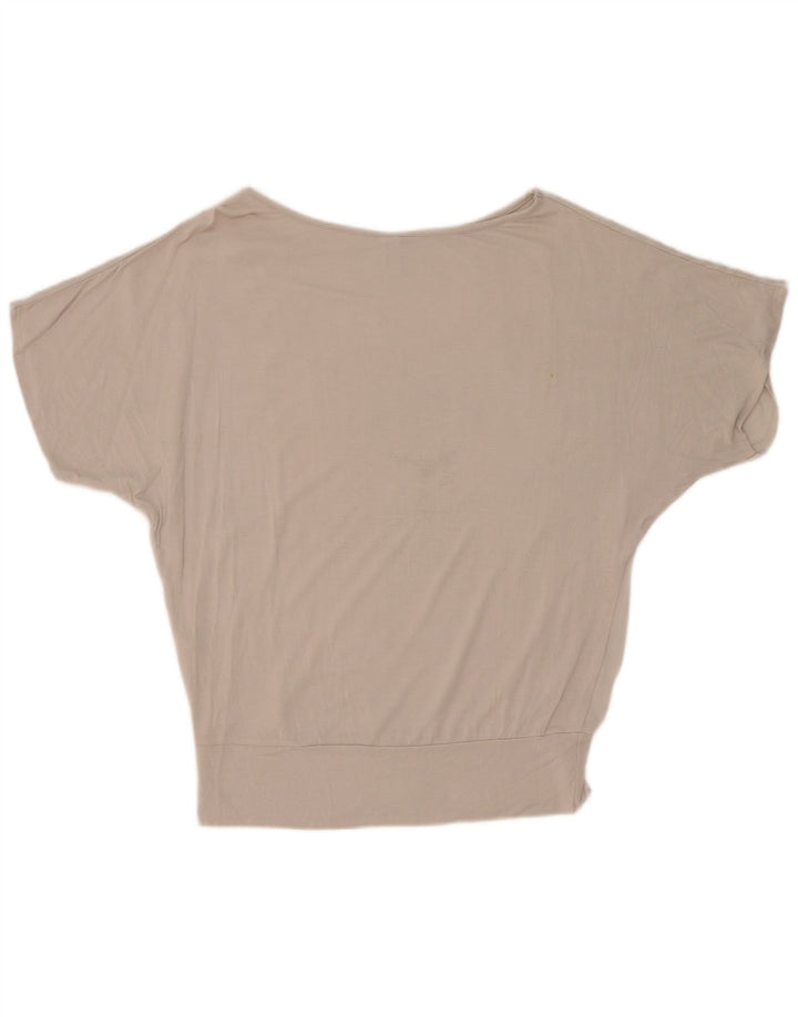 Camiseta feminina oversized gráfica Benetton UK 10 pequena cinza poliéster