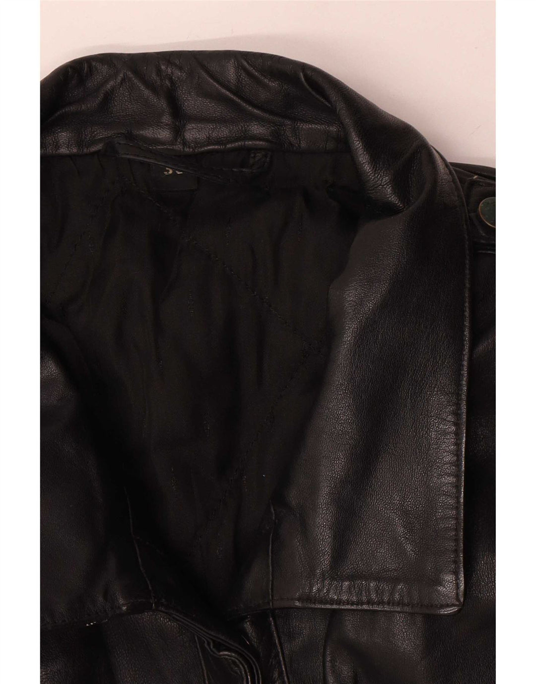 Jaqueta de couro superdimensionada feminina vintage EU 36 couro preto pequeno