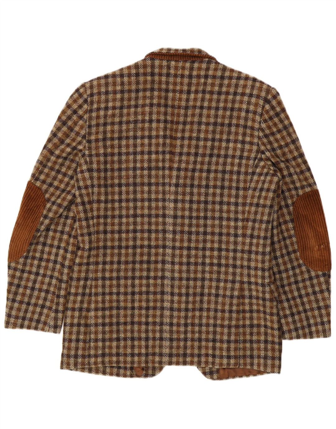 Jaqueta blazer masculina de 3 botões Egon Von Furstenberg UE 50 grande marrom guingão