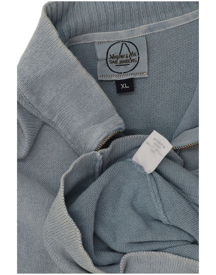 Suéter masculino Murphy & Nye com zíper e gola XL algodão azul