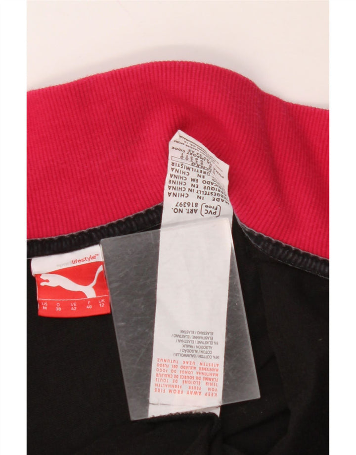 PUMA Womens Tracksuit Top Jacket UK 12 Médio Preto Colourblock Algodão