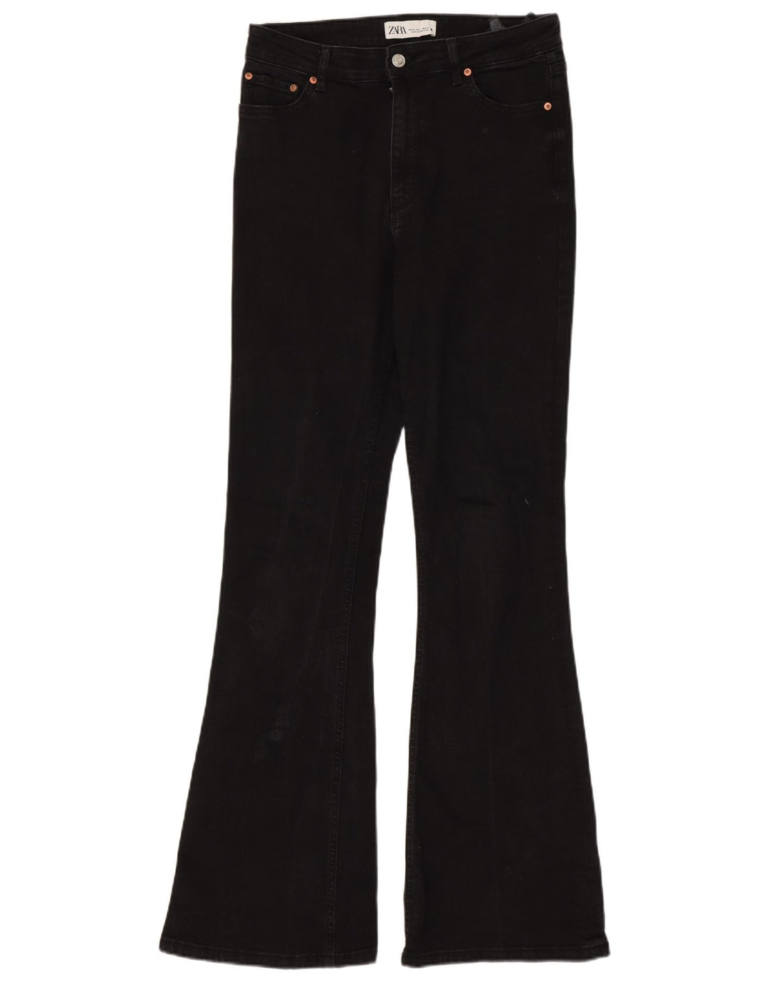Zara Calça Jeans Feminina Flared EU 40 Médio W30 L33 Algodão Preto