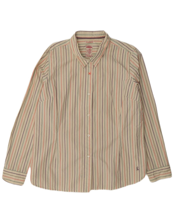 Camisa feminina Joules UK 18 XL algodão listrado bege