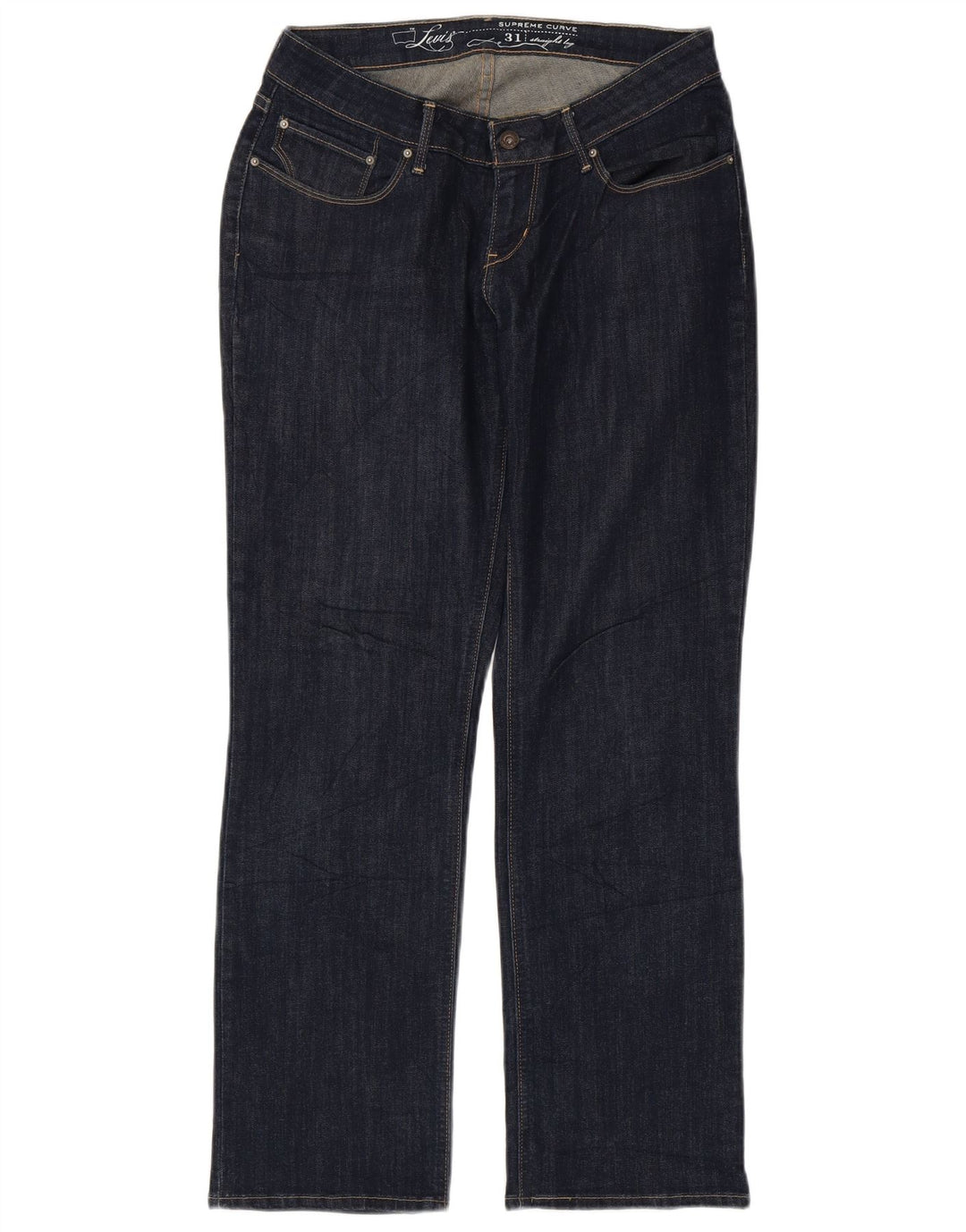 Jeans retos femininos LEVI'S W31 L30 algodão azul marinho