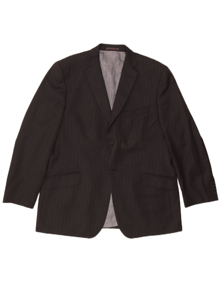 Jaqueta blazer masculina Ted Baker com 2 botões Reino Unido 46 3XL lã listrada preta