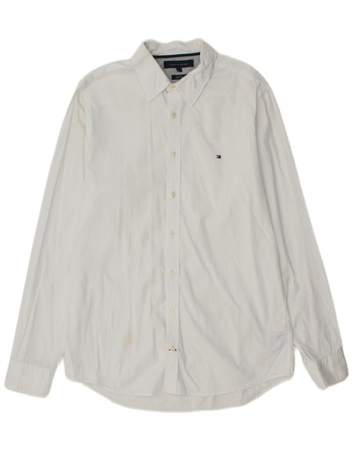 Camisa masculina Tommy Hilfiger Slim Fit grande algodão branco