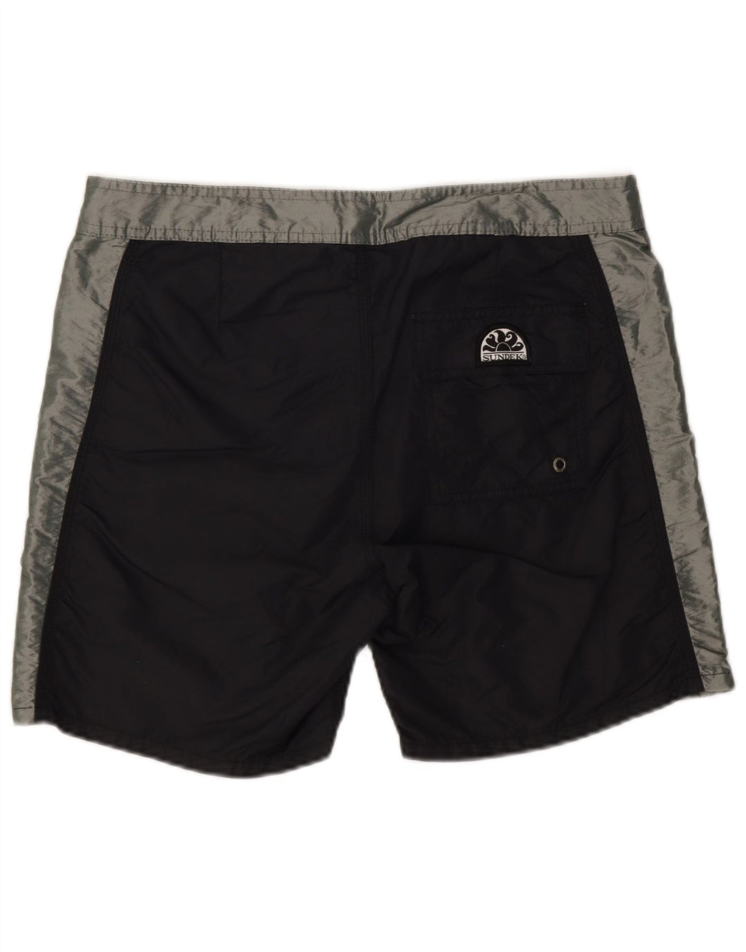 Shorts de natação masculino SUNDEK gráfico médio preto colorblock nylon
