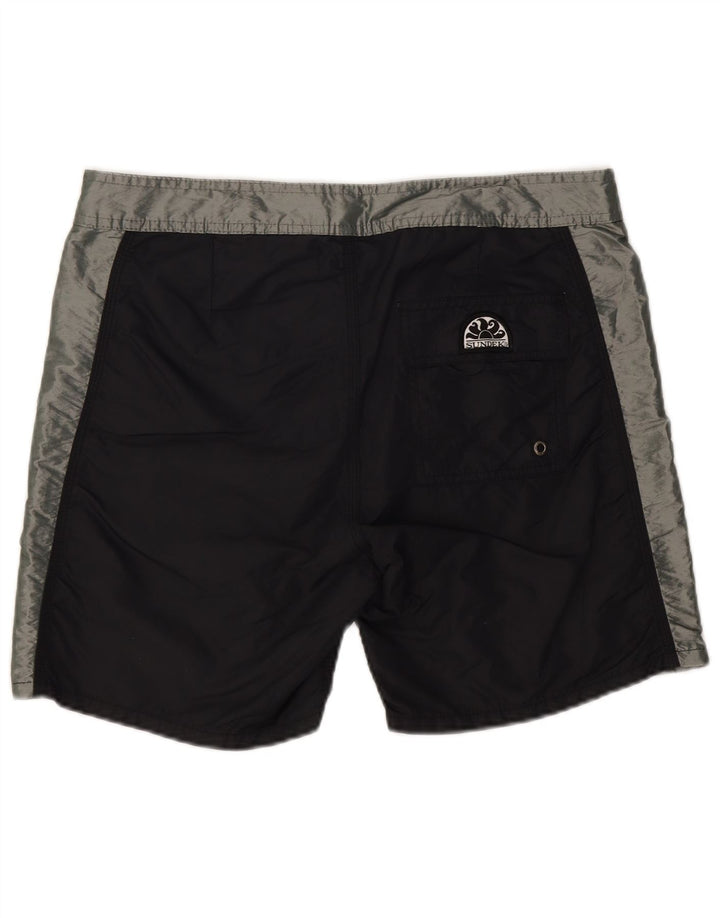 Shorts de natação masculino SUNDEK gráfico médio preto colorblock nylon