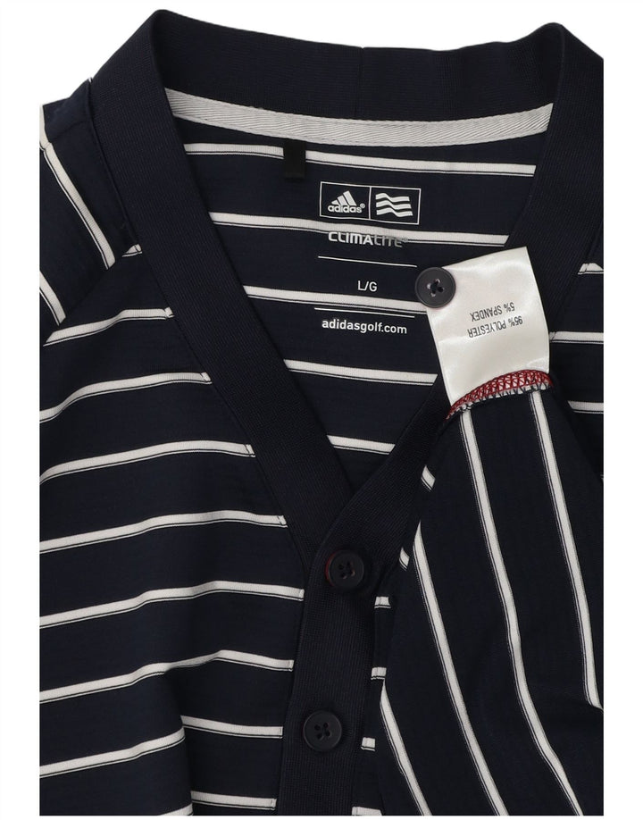 Adidas Mens Climalite Moletom Jumper Grande Azul Marinho Listrado Poliéster