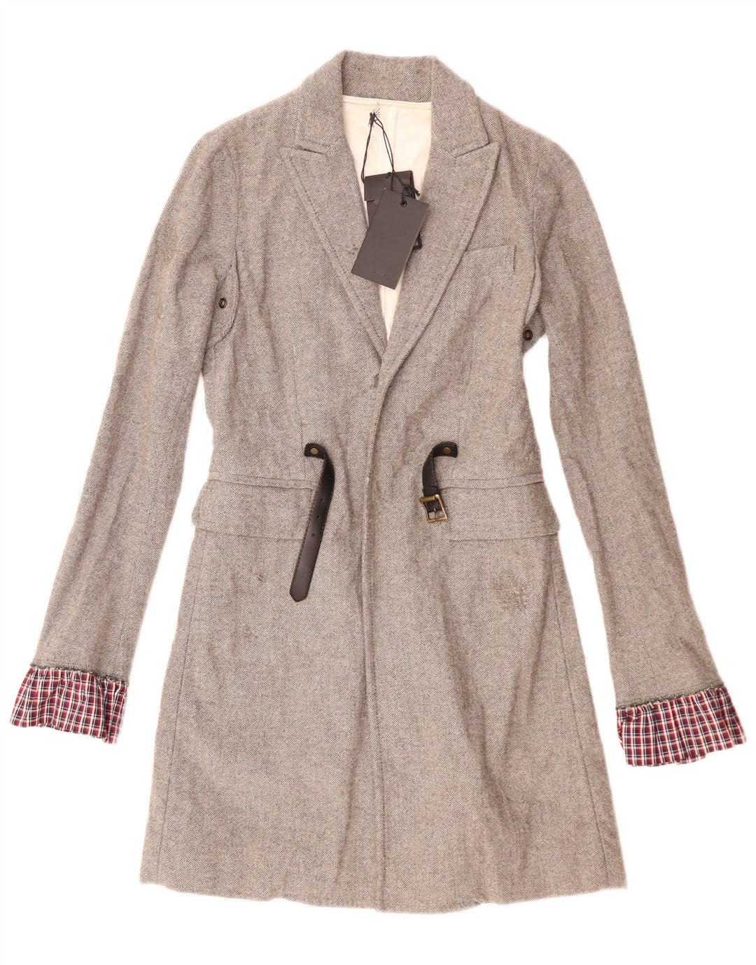 Sobretudo feminino Dsquared2 IT 42 lã espinha de peixe cinza médio