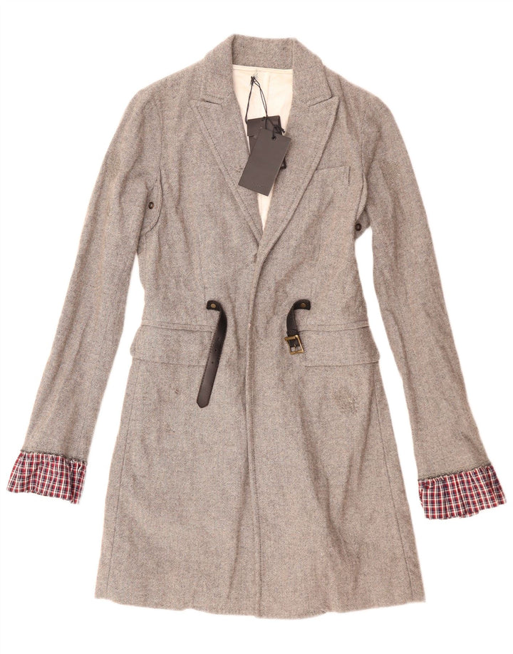 Sobretudo feminino Dsquared2 IT 42 lã espinha de peixe cinza médio