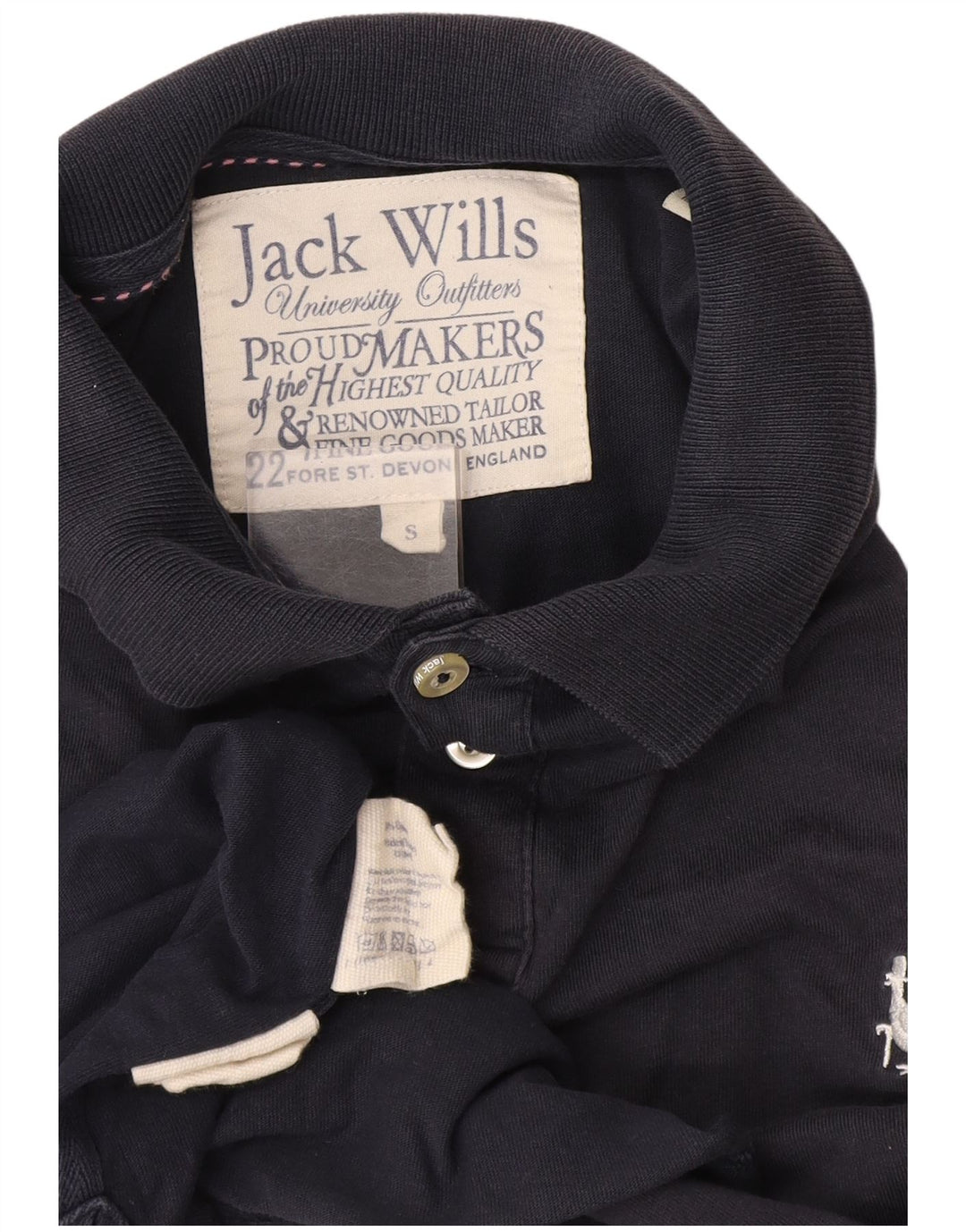 Camisa polo masculina Jack Wills pequena algodão azul marinho
