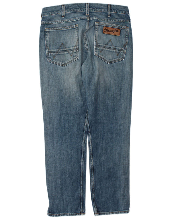 Wrangler Mens Greensboro Straight Jeans W32 L30 Azul Algodão