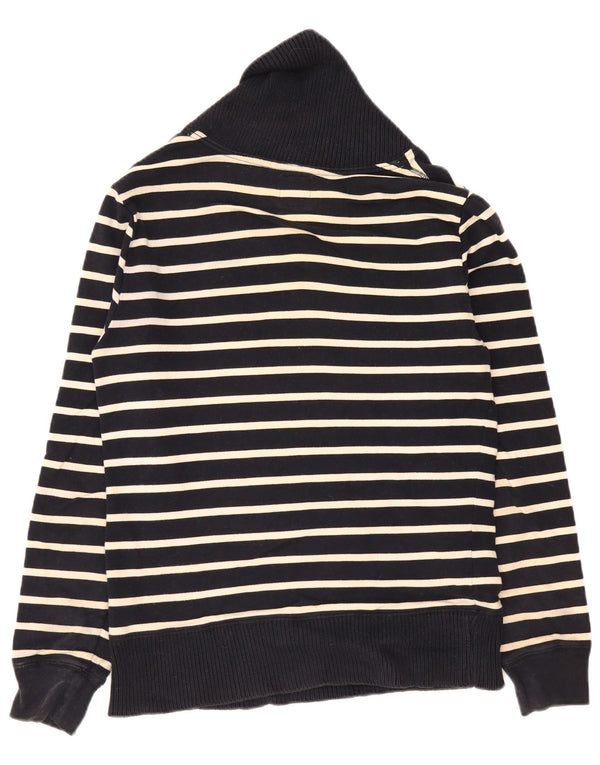 Zara Suéter masculino com gola xale médio listrado azul marinho